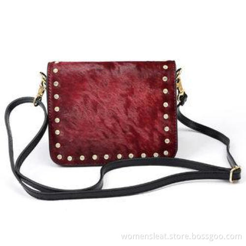 Genuine Leather Burgandy Handbags / Small Leather Crossbody